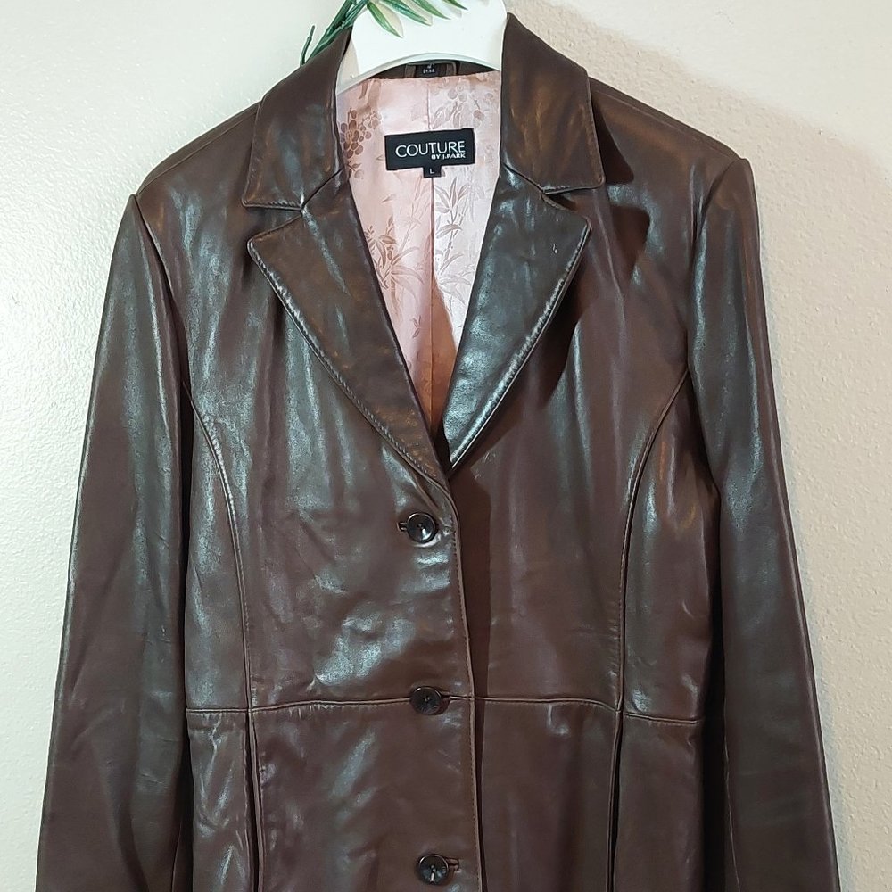 Chocolate Brown Couture by j. Park ,Large, Soft Lamb Leather 3/4 Jacket